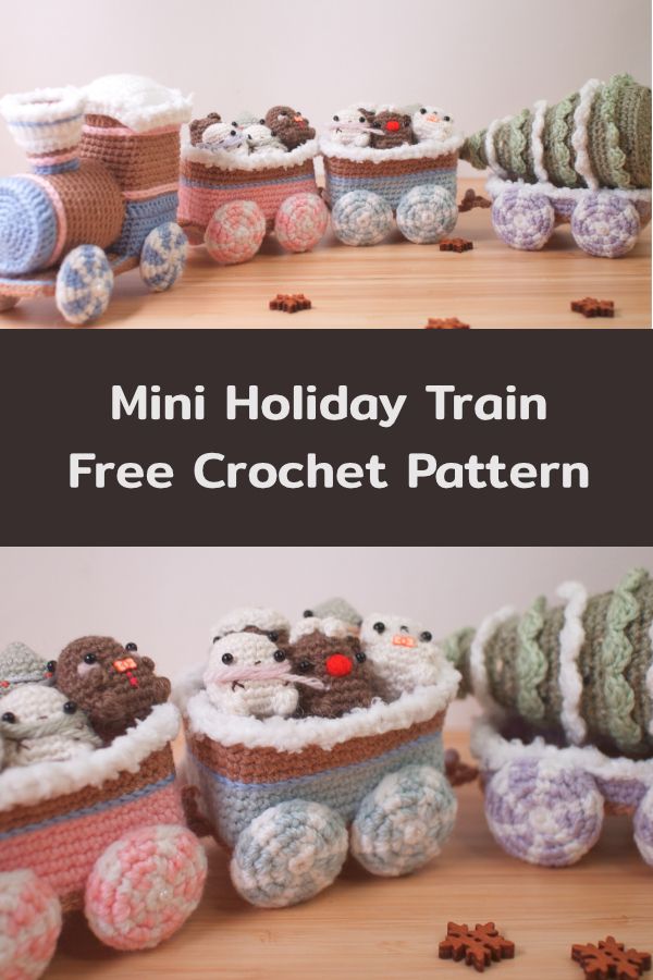 Crochet winter holiday train