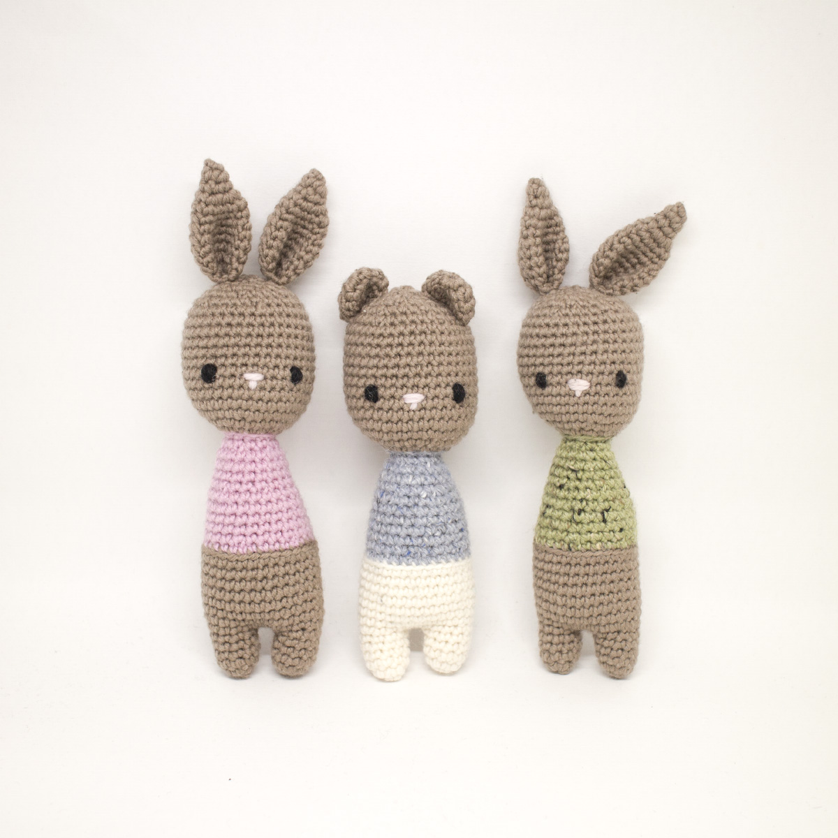 amigurumi bear and bunny rattles