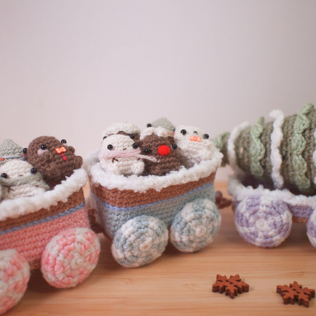 Crochet winter holiday train
