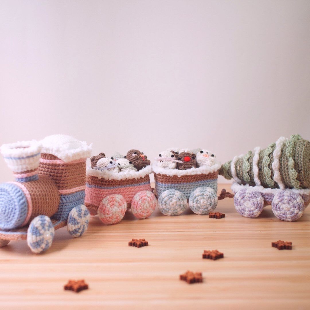 Crochet winter holiday train