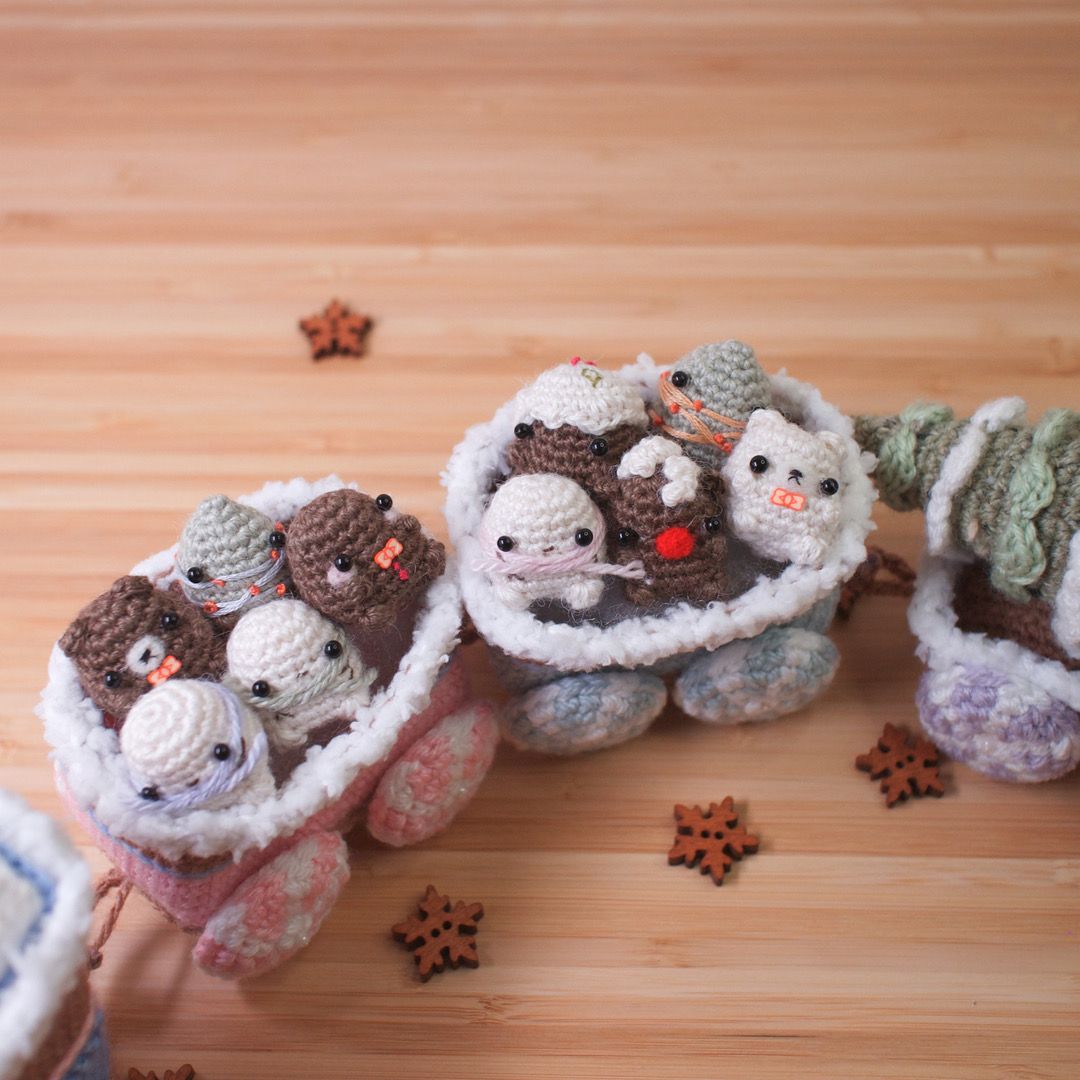 Crochet winter holiday train