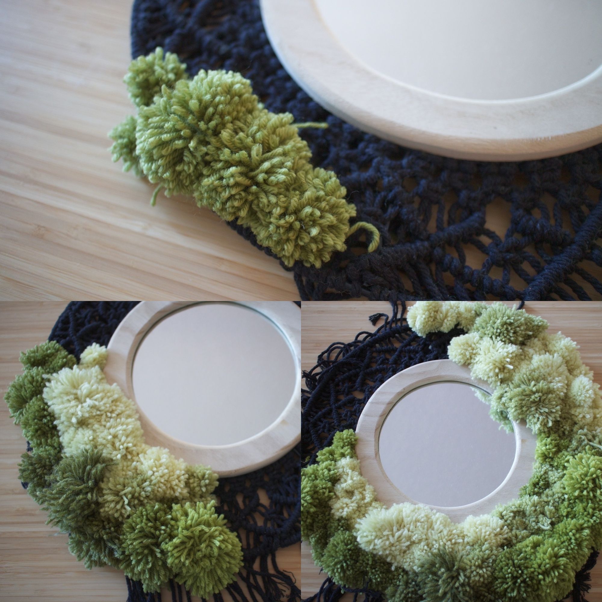 Pom pom moss wall art in progress