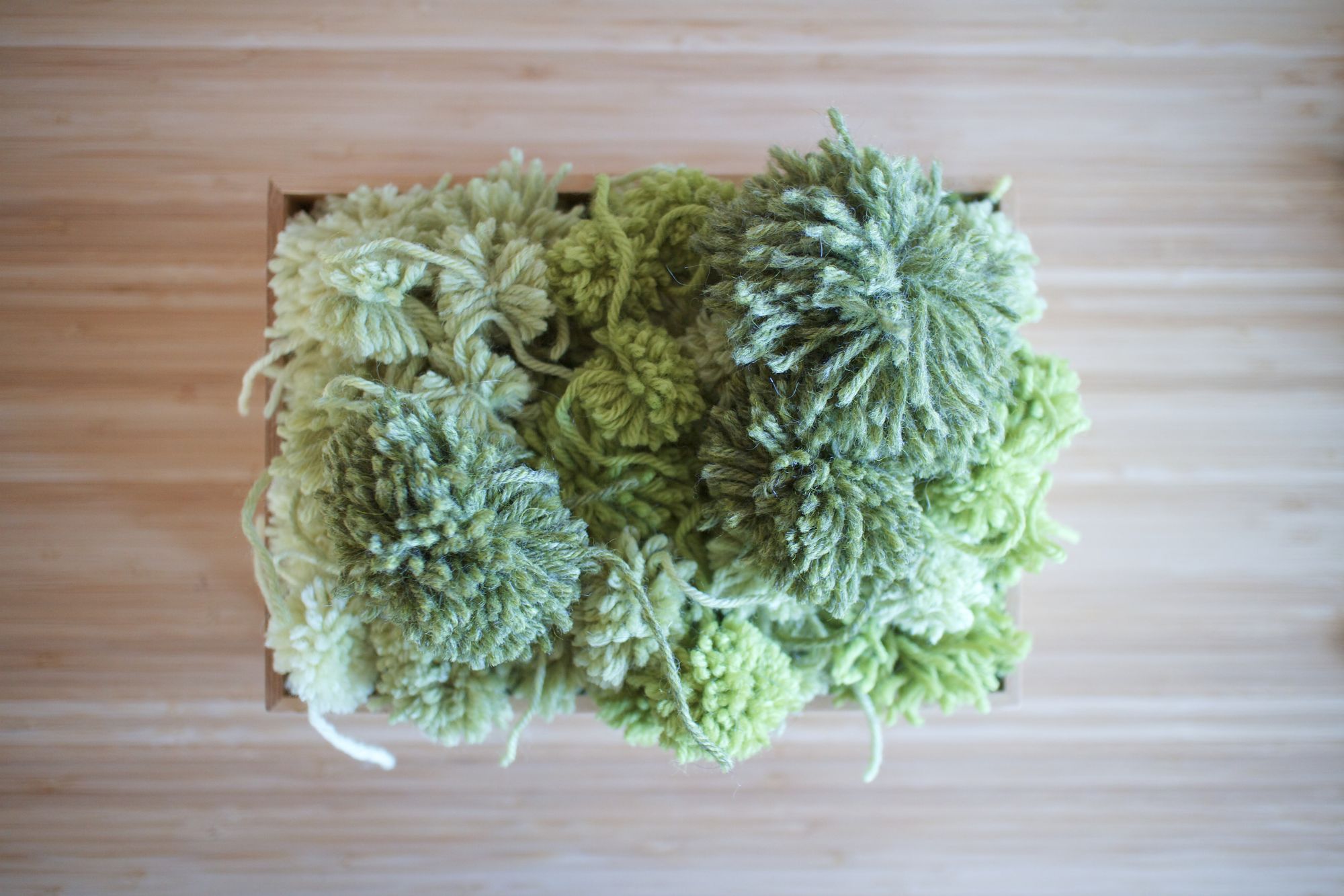 pile of green pom poms